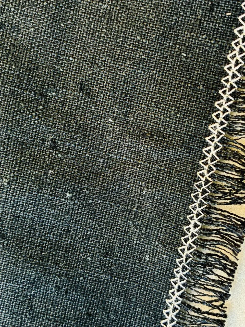 Black Placemats with Fringe Vintage Linen Blend Set of 5 18